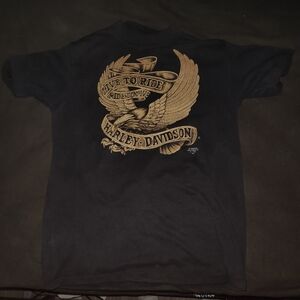 Harley-Davidson Black T-Shirt with Gold Eagle Design